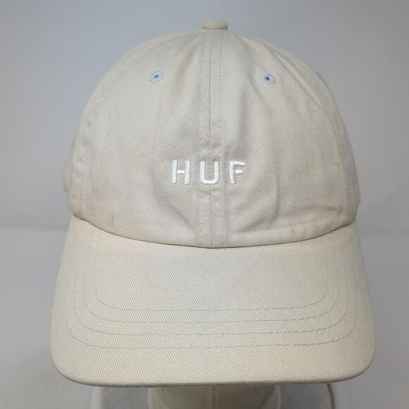 HUF Slideback Baseball Cap Beige One Size Adjustable Embroidered 6 Panel - Picture 2 of 10